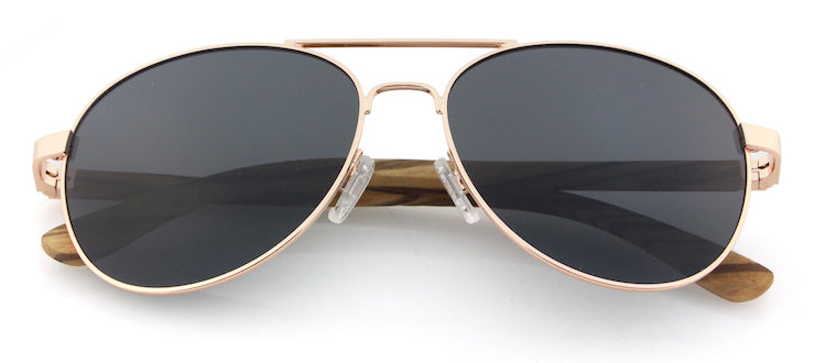 Polarised TRUCKA Sunglasses, Zebra Wood + Steel